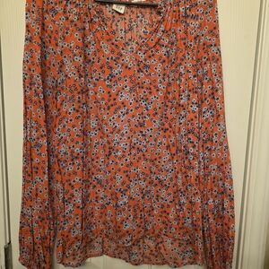 GAP Orange and Blue Floral Blouse